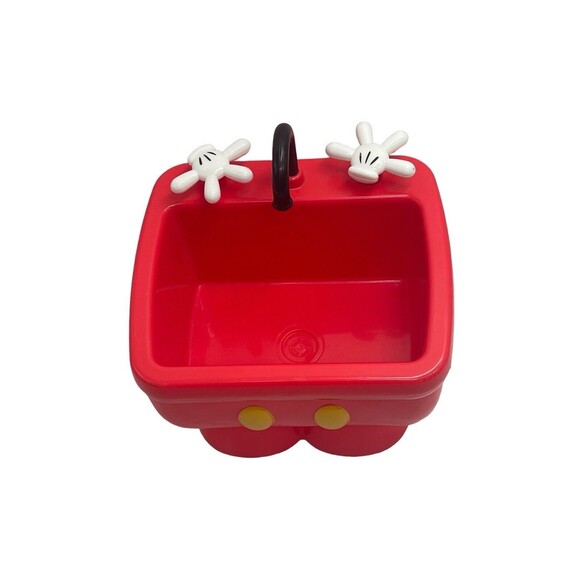 Disney Mickey Mouse Kitchen Sink Ice Cream Dessert Sundae Bowl Dish Red Plastic - Picture 5 of 16